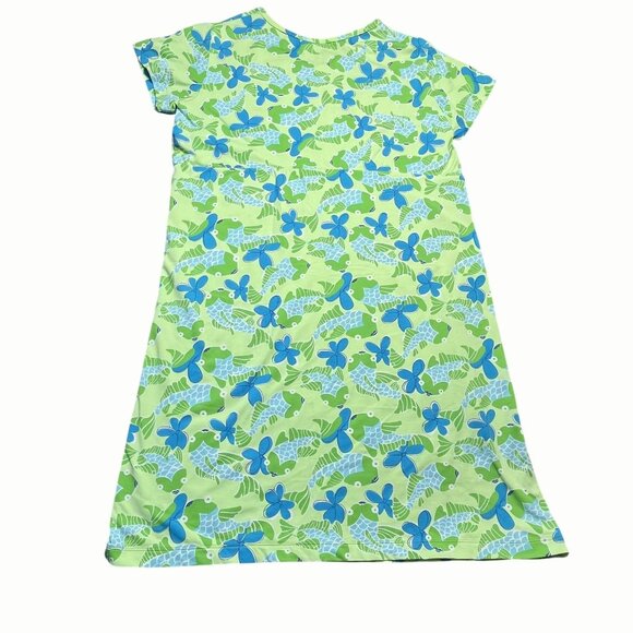 Lilly Pulitzer Womens Green & Blue Fish Floral Print Casual Dress Medium - Picture 3 of 6